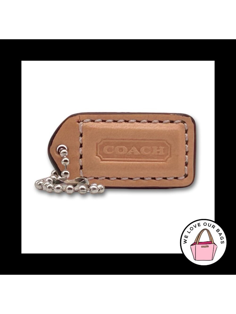 New COACH Y2K VINTAGE Hang Tag 1.5" Vachetta Natural Leather Bag Charm Keychain